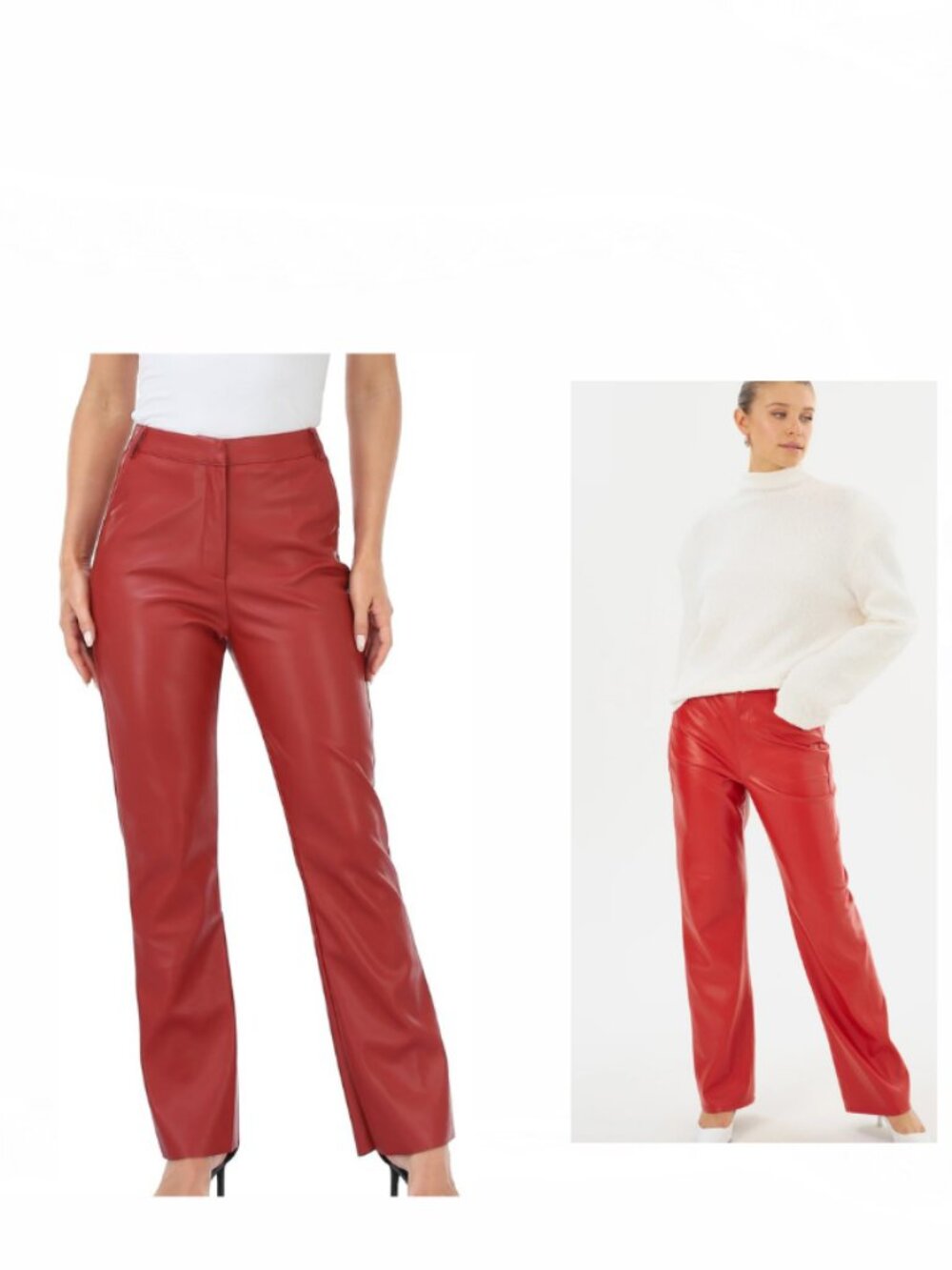 NWOT Red Faux Leather Pants Size Large 10-12 - Picture 2 of 10